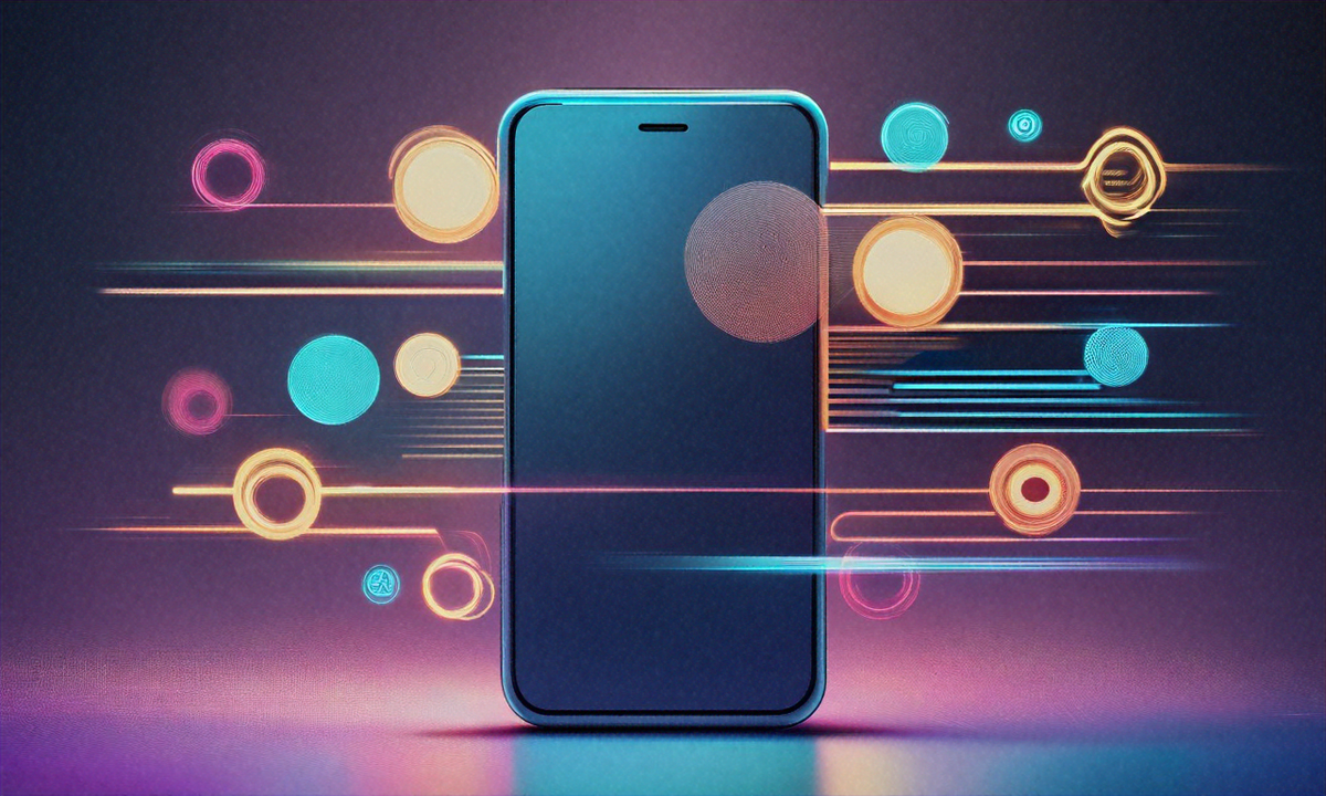 Abstract illustration of smartphone notifications and attention capture with glowing alerts representing the attention economy