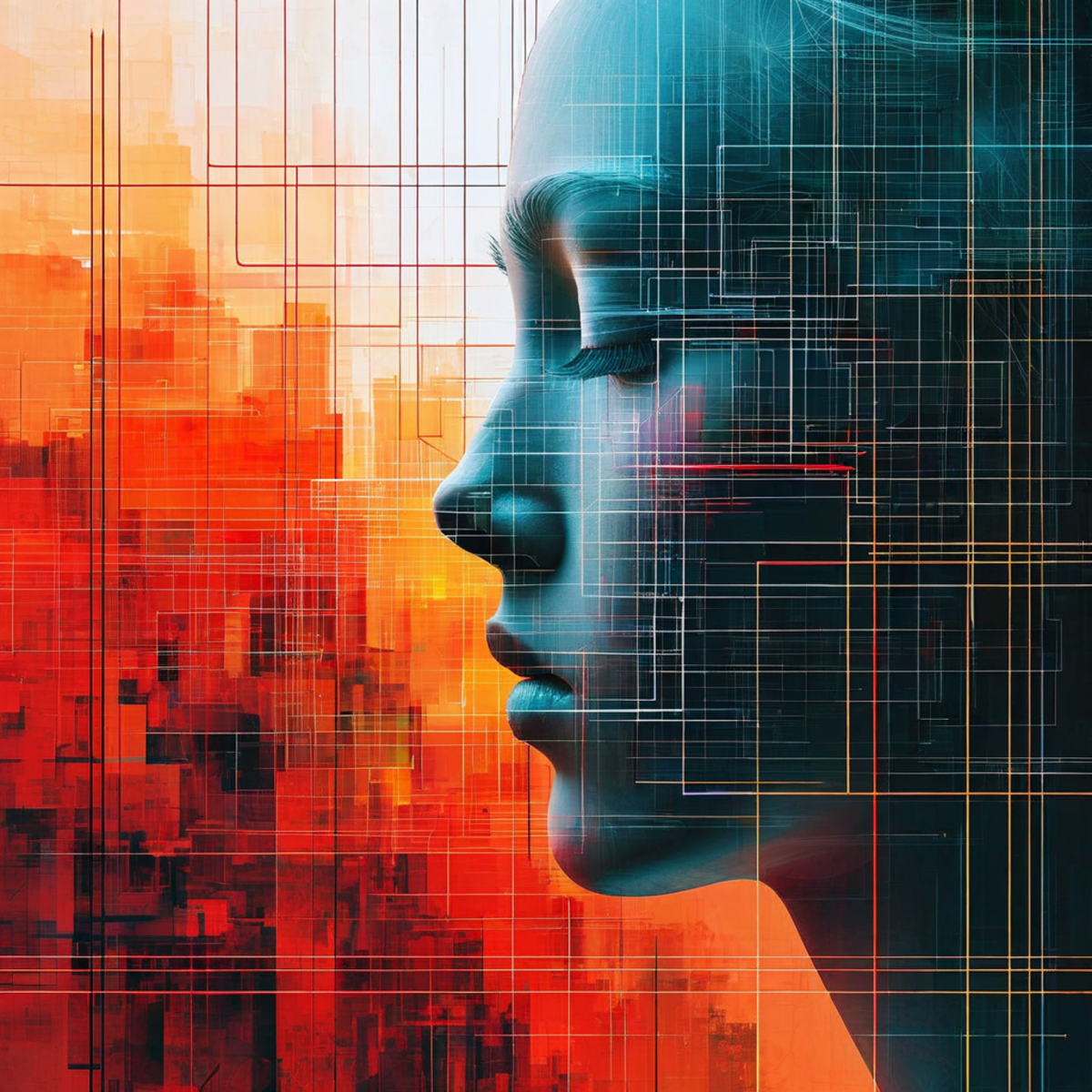 Abstract synthesis of reality and illusion representing philosophical epistemology and the merging of digital and physical reality