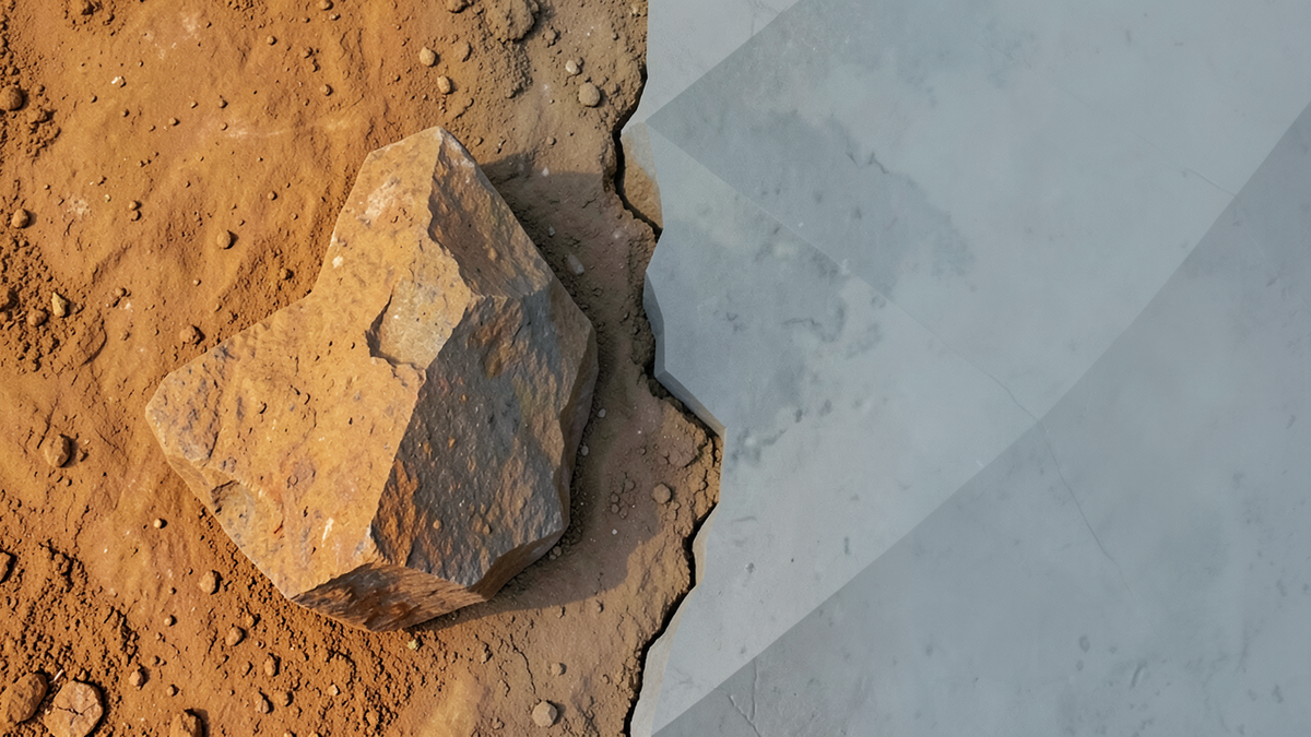 Raw clay transforming into a humanoid shape, one half rough unformed earth and the other smooth sculpted form, representing the moment of creation from shapeless matter