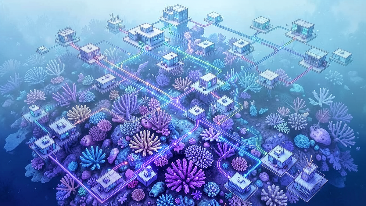 Cloud infrastructure growing organically, new corridors and services being added by different hands in different styles, creating an unplanned maze