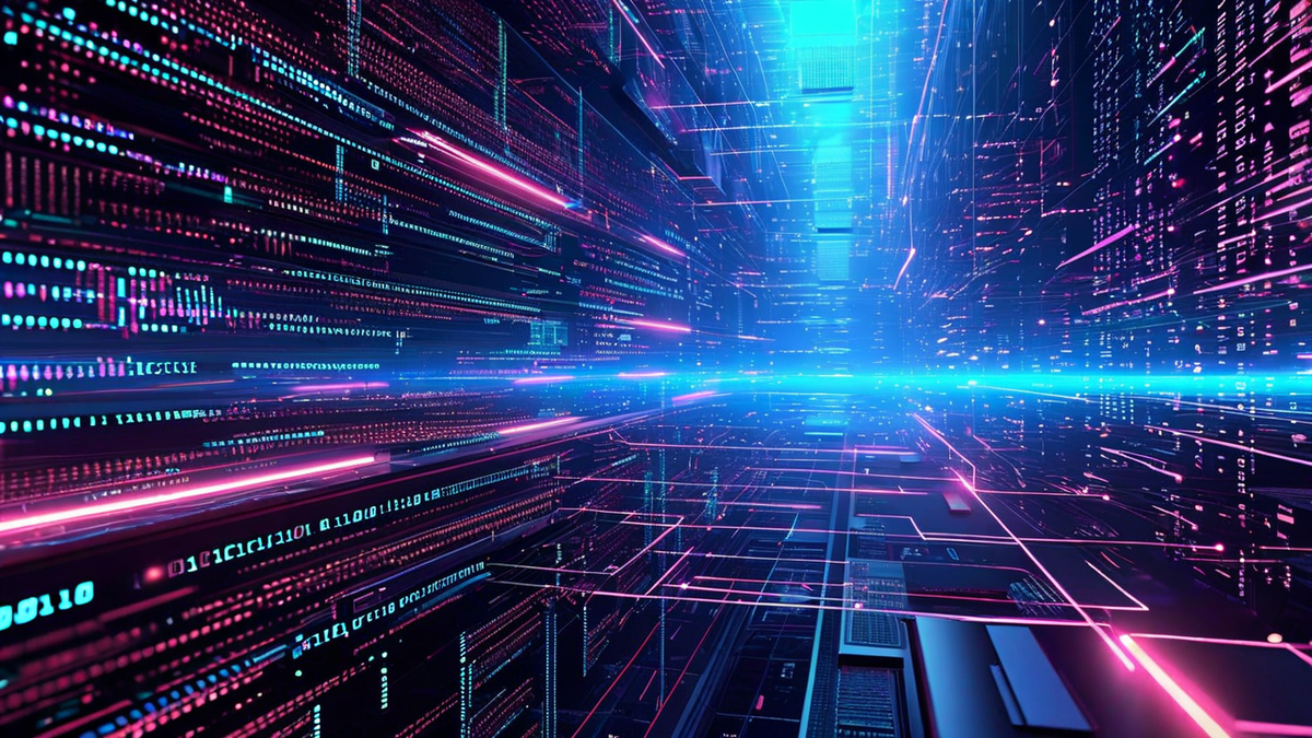 A developer's clean code interface floating above a chaotic tangle of database queries, network packets, and raw binary, the ORM illusion dissolving to reveal the complexity beneath