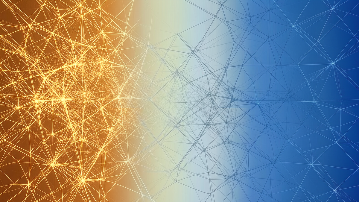 A neural network starting from random chaotic connections that gradually organize into structured patterns, representing the journey from random initialization to trained model