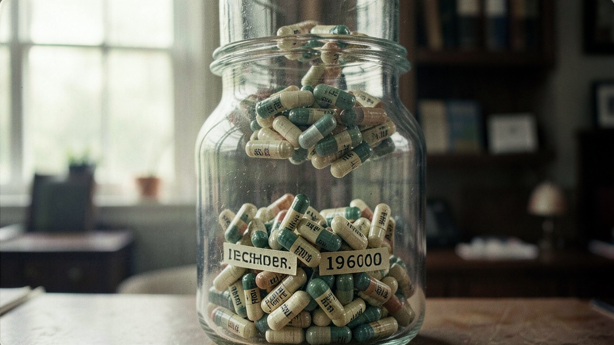 Capsules being drawn from a glass container with calendar months visible, some months clustered near the top, representing the flawed 1969 draft lottery