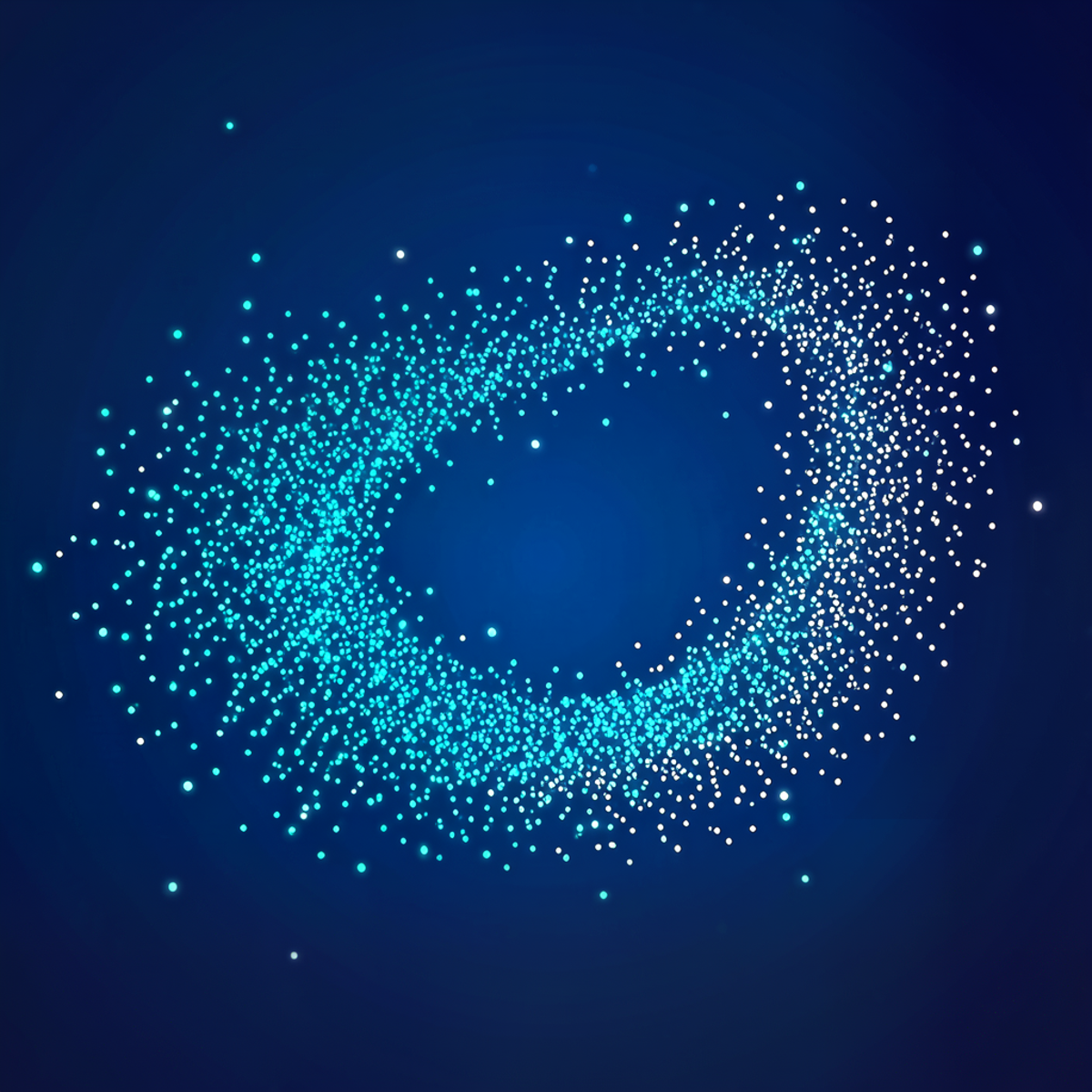 Abstract visualization of thousands of random sample points converging into a clear pattern, representing Monte Carlo simulation