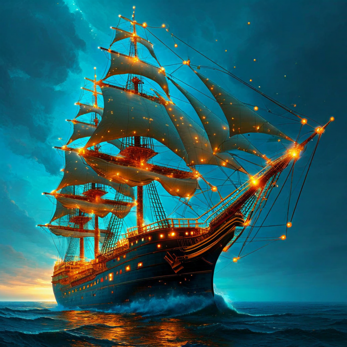 Abstract visualization of a distributed system with many small interconnected replaceable components forming a larger whole, glowing nodes and connections in a network pattern