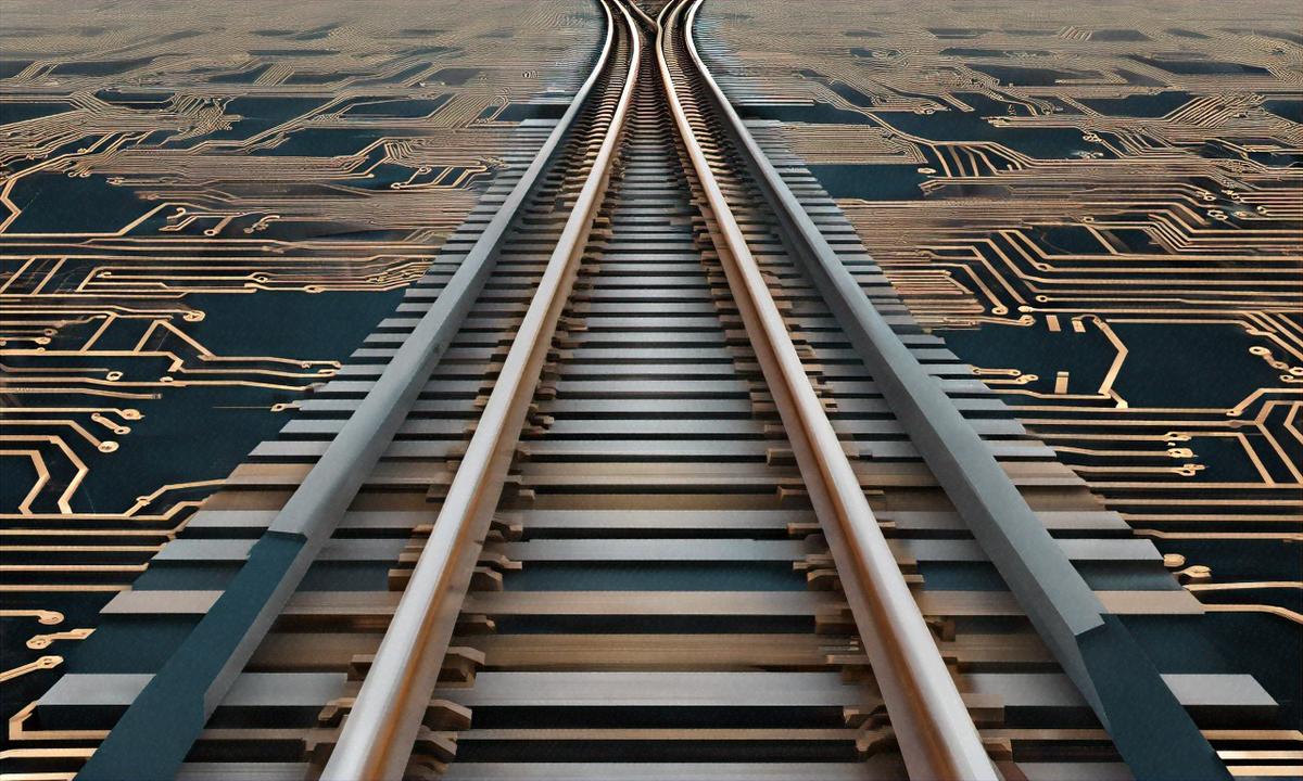 Philosophical trolley problem visualization showing ethical dilemma and technology-philosophy convergence