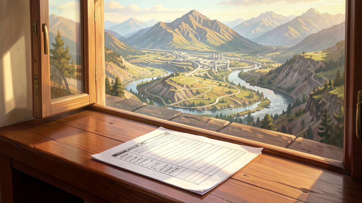 A checklist on paper next to an open window showing a complex landscape beyond, representing the gap between frameworks and the capacity to see when they are needed